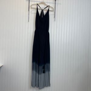 Mau Women’s Black Tasseled Dip Dyed V-Neck Maxi Romper One Size